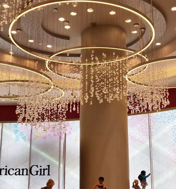 Consumers review Ideoli chandelier in American Girl store