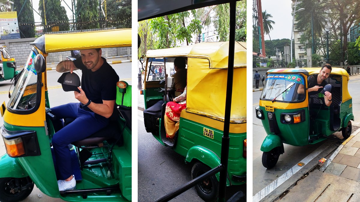 We travel in style in India: Tuk-Tuk rickshaw, yo!